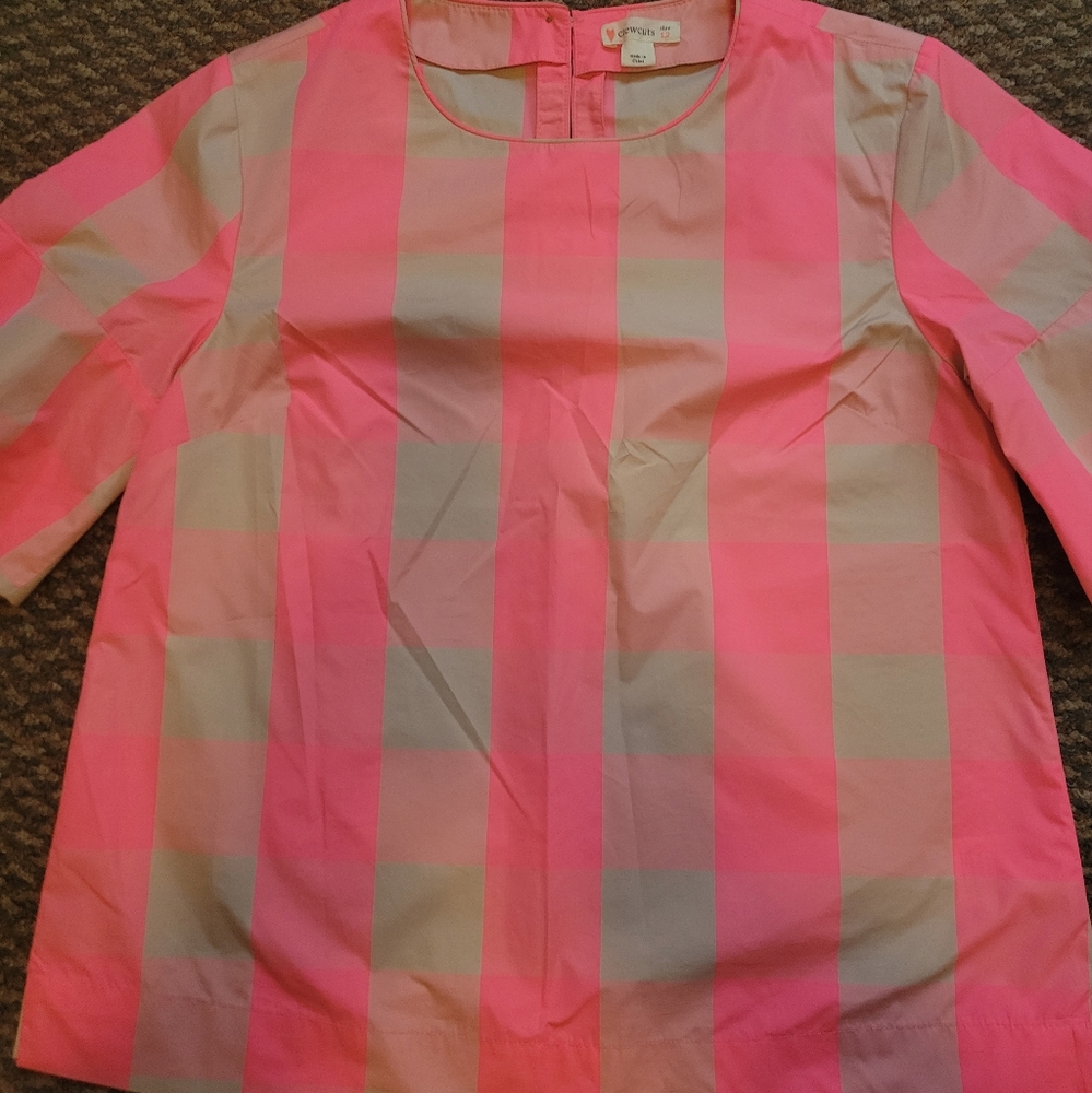 JCrew crew cuts buffalo check taffeta top kids size 12 worn once